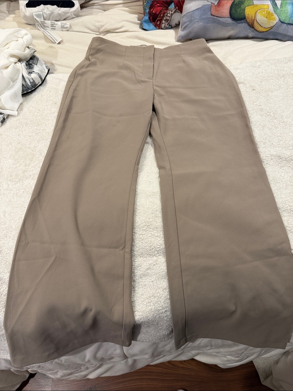 Abercrombie & Fitch Taupe Wide-Leg Dress Pants